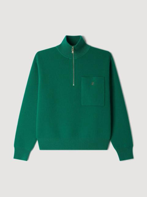 Sandro WOOL AND CASHMERE HALF-ZIP JUMPER