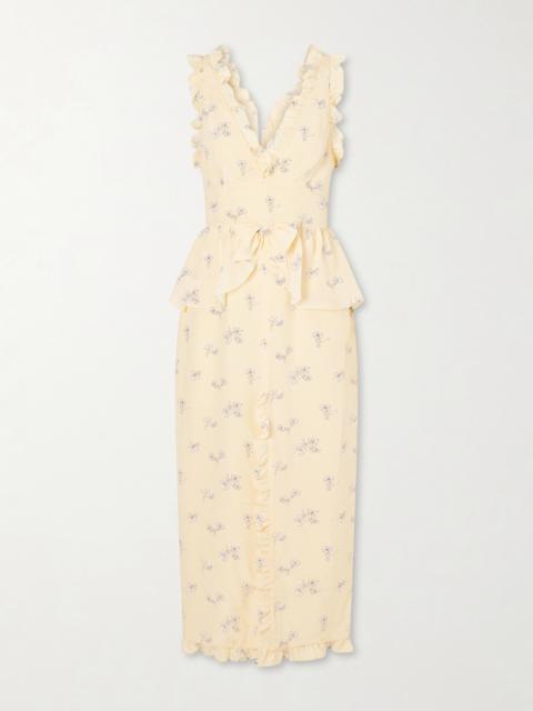 Alessandra Rich Bow-embellished Floral-print Silk Midi Dress