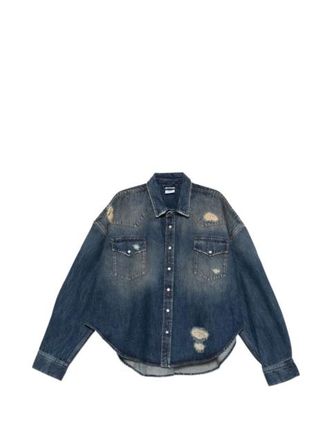 VETEMENTS distressed flap-pocket shirt