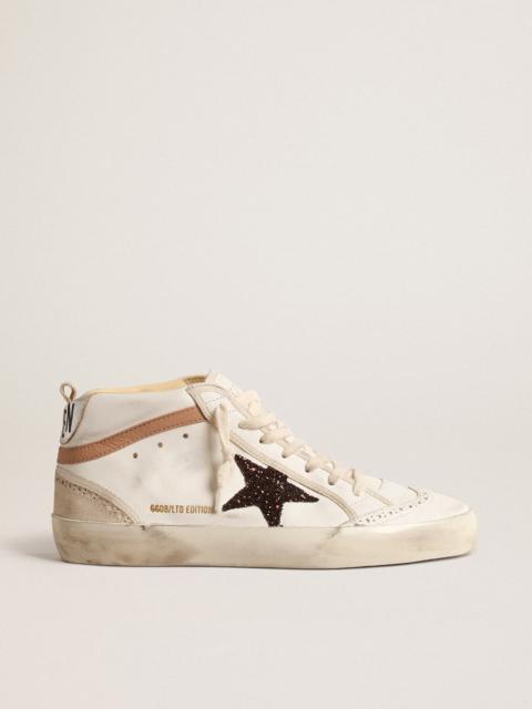 Golden Goose Mid Star LTD in nappa with glitter star and nude leather flash