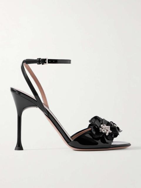 Valentino 100 patent-leather and crystal-embellished PVC sandals