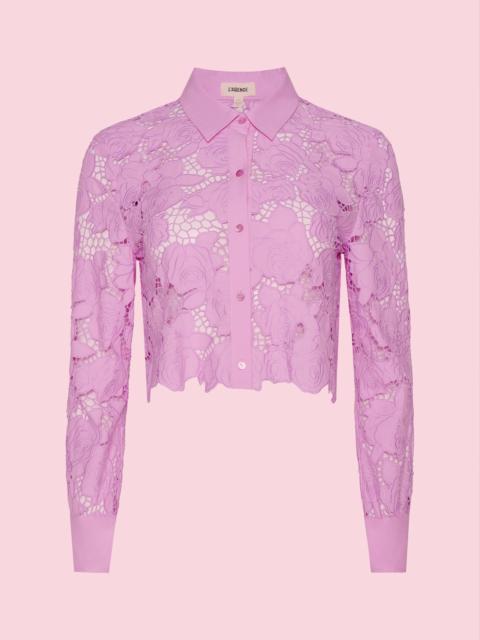 L'AGENCE Seychelle Cropped Eyelet Blouse