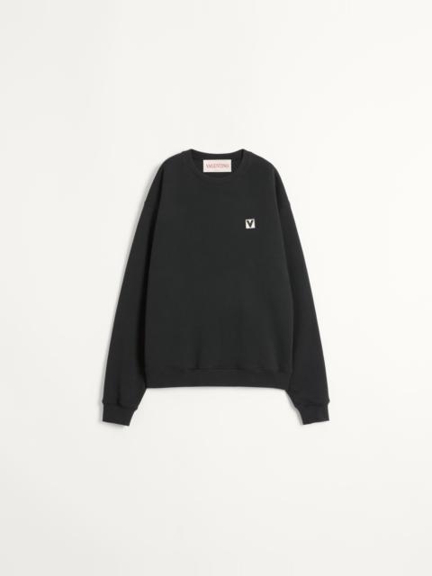 Valentino COTTON CREWNECK SWEATSHIRT WITH CHEZ VALENTINO PATCH