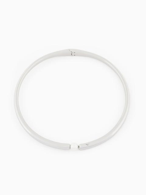 EMPORIO ARMANI SILVER-TONE BRASS COLLAR NECKLACE