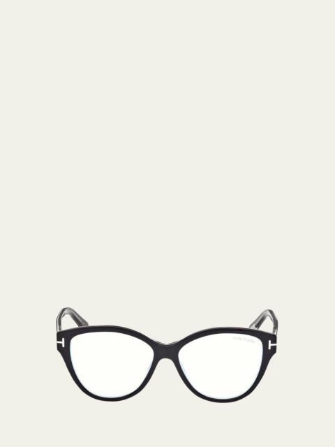 TOM FORD Blue Blocking Rounded Acetate Cat-Eye Glasses