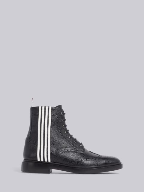 Thom Browne Black Pebbled 4-Bar Applique Boot