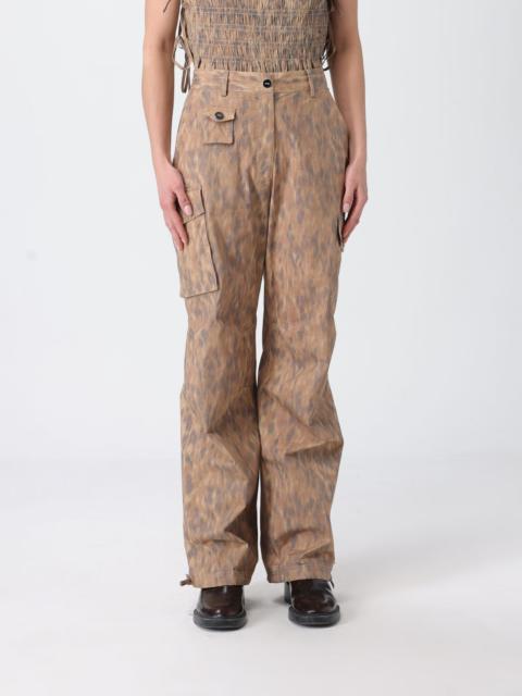 GANNI GANNI Organic Cotton Cargo Trousers with Animal Print