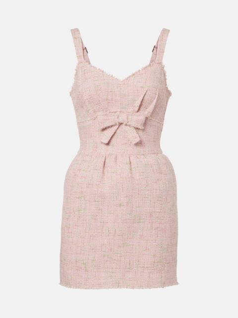 SHUSHU/TONG Bow-detail cotton-blend tweed minidress