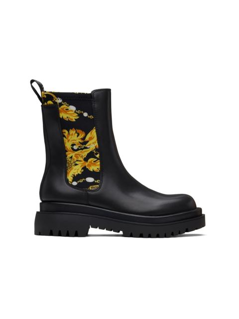 VERSACE JEANS COUTURE Black Drew Ankle Chelsea Boots