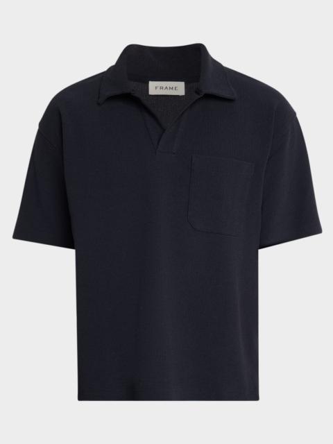 FRAME Men & apos;s Textured Johnny Collar Polo Shirt