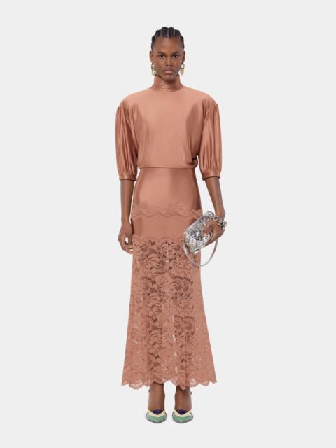 rabanne STRUCTURED CAMEL JERSEY TOP WITH RUCHED DETAILS