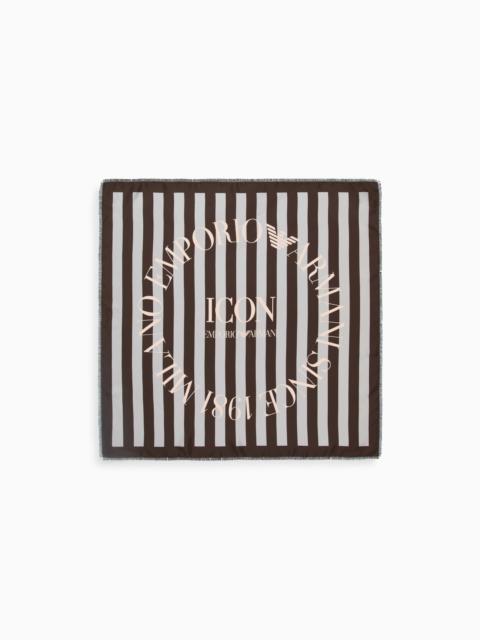 EMPORIO ARMANI ICON PRINT PURE SILK FOULARD