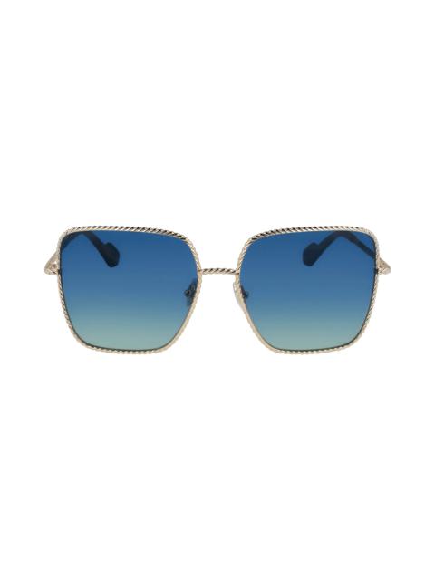 Lanvin Babe 59mm Gradient Square Sunglasses in Gold/Gradient Blue Green