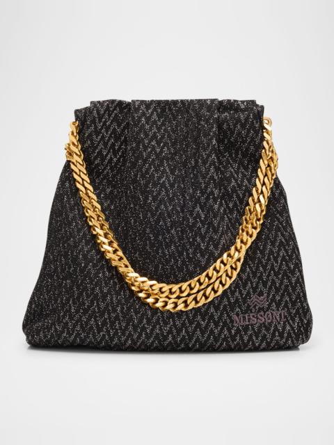 Missoni Chevron Drawstring Chain Pouch Top-Handle Bag