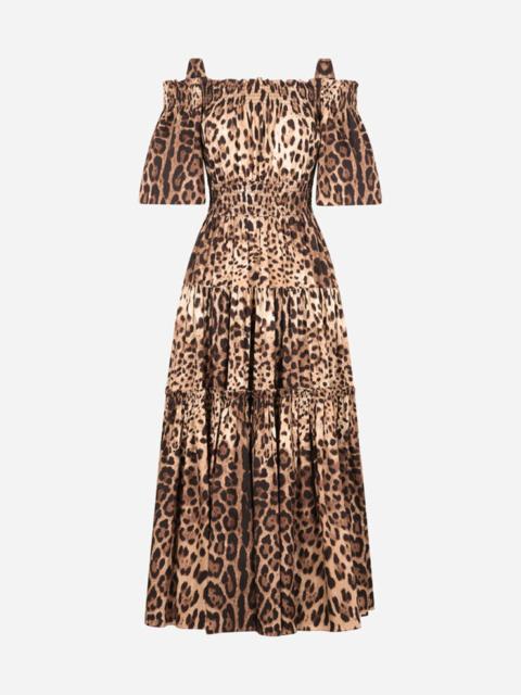 Dolce & Gabbana Long leopard-print poplin dress