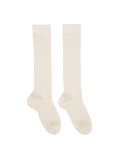 AMI Paris Off-White Silk Socks