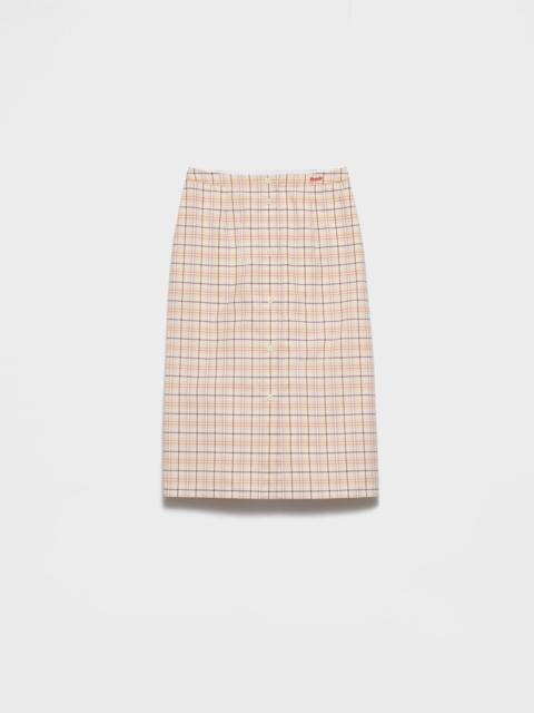 Prada Checked cotton poplin pencil skirt
