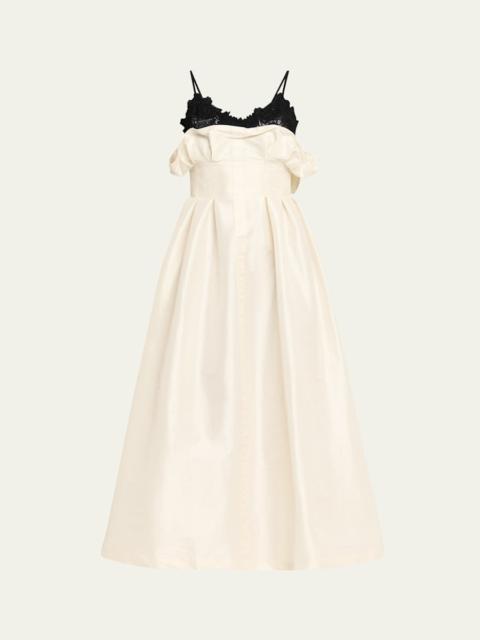 KIKA VARGAS Theresa Taffeta Lace Midi Cocktail Dress