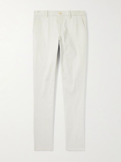 Etro Roma Slim-Fit Straight-Leg Stretch-Cotton Twill Trousers White