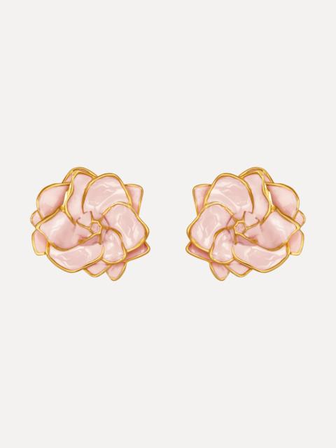 Oscar de la Renta LARGE PAINTED GARDENIA EARRINGS