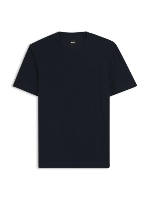 BOSS MONOGRAM-JACQUARD T-SHIRT IN MERCERISED COTTON