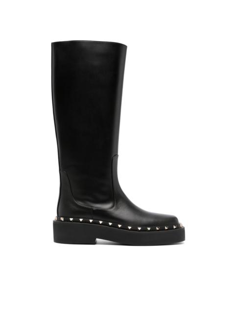 Valentino Rockstud-embellished knee-high leather boots