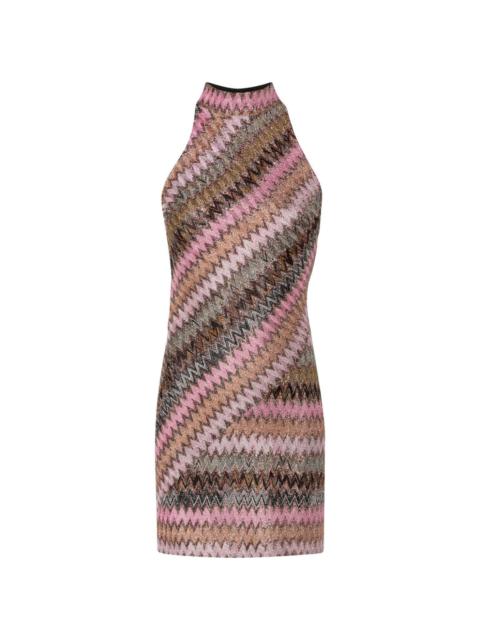 zigzag-woven lurex minidress