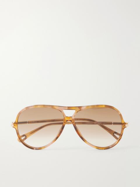 Chloé Tubolar aviator-style recycled tortoiseshell acetate sunglasses Brown