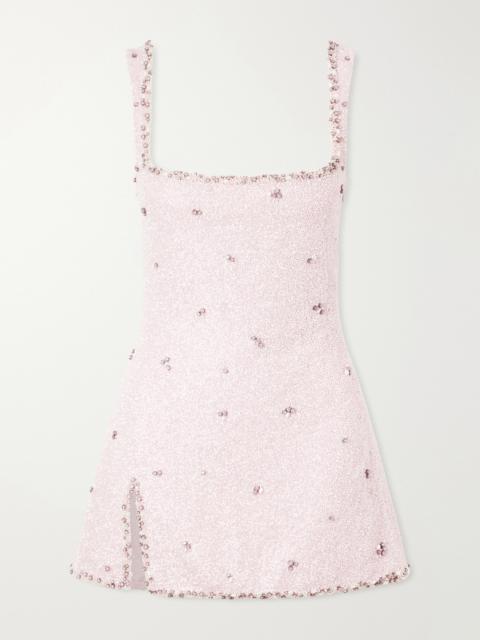 CLIO PEPPIATT Athena Embellished Stretch-mesh Mini Dress
