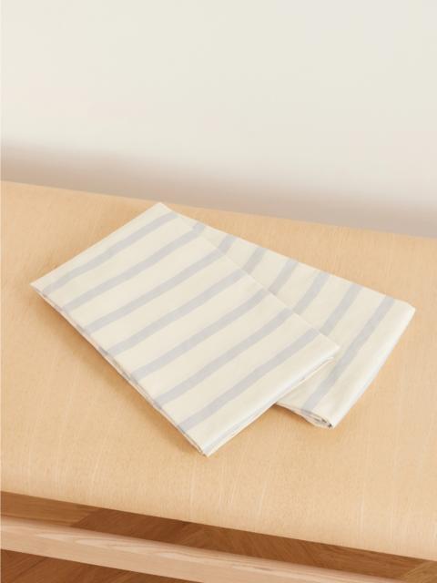 TEKLA Set Of Two Striped Organic Cotton-percale Pillow Case