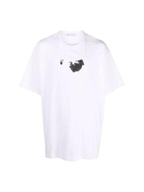 Men's Off-White FW21 Round Neck Arrow Pattern Printing Short Sleeve Loose Fit White T-Shirt OMAA038F