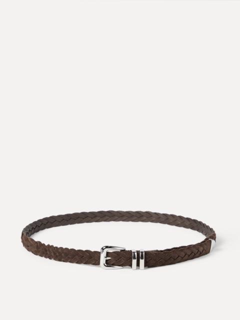 Brunello Cucinelli Reversed calfskin braided belt with tip