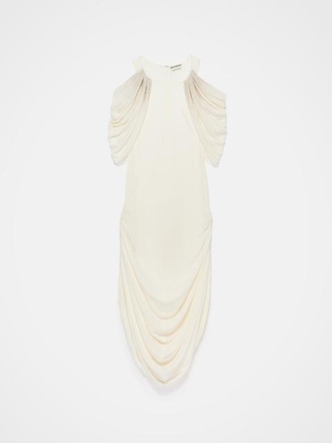 JW Anderson WOMENS BEADED SLEEVE MIDI DRESS IN IVORY