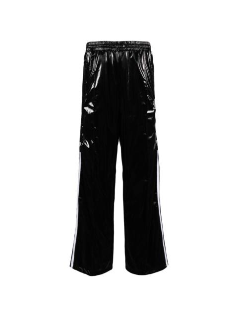 patent-finish trousers