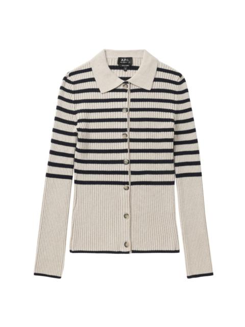 A.P.C. striped ribbed-knit cardigan