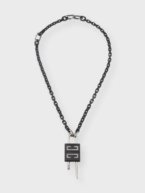 Givenchy Men's Small 4G Crystal Lock Pendant Necklace