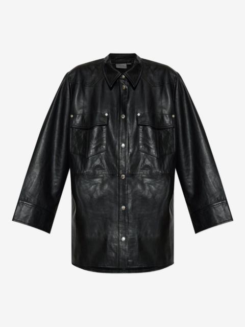 GESTUZ long-sleeved leather shirt