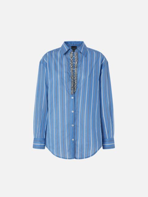 PINKO BLUE STRIPED SHIRT WITH JEWEL EMBROIDERY