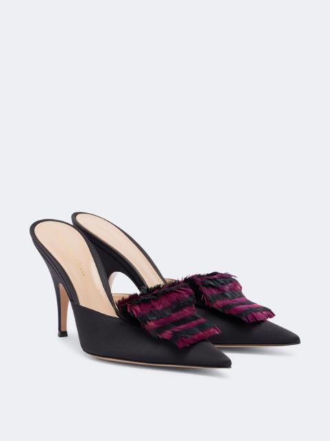 Gianvito Rossi Feather-trimmed satin mules
