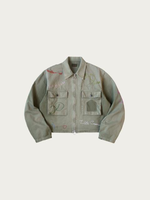 Kapital Herringbone HUNTER Drizzler JKT (Memorial Embroidery) - Khaki