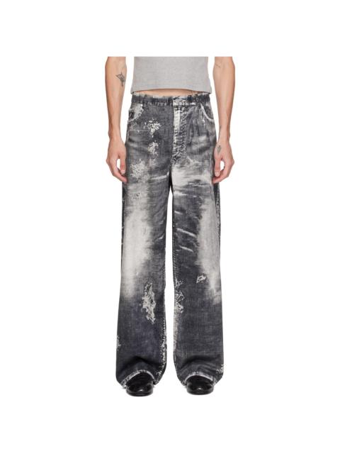 CAMPERLAB Black Corduroy Print Denim Loose Pants
