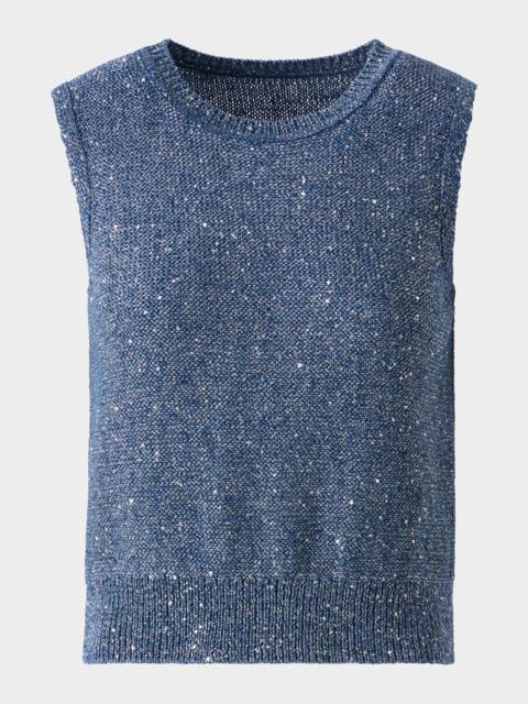 AKRIS Sleeveless Sequined Linen Cotton Sweater