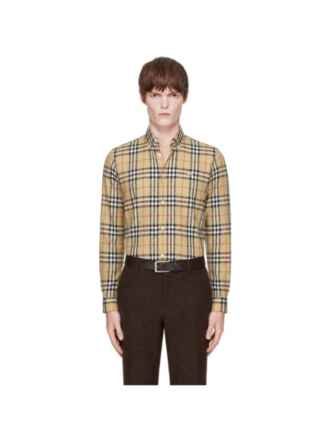 Burberry Beige Relaxed Fit Check Cotton Shirt