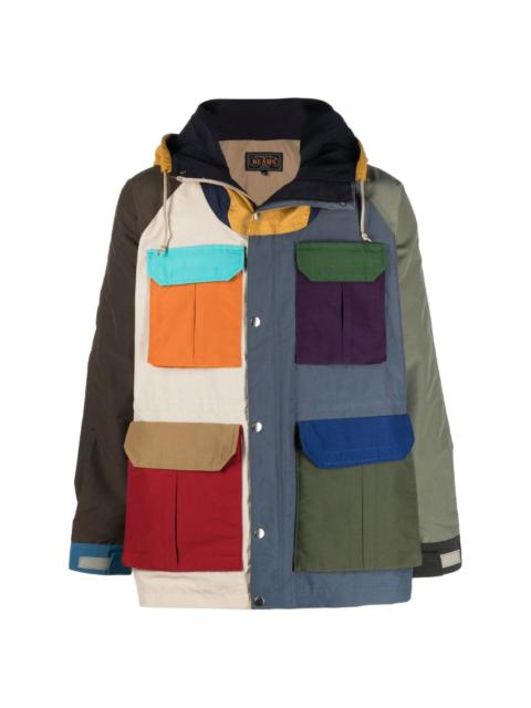 BEAMS PLUS patchwork hooded parka coat
