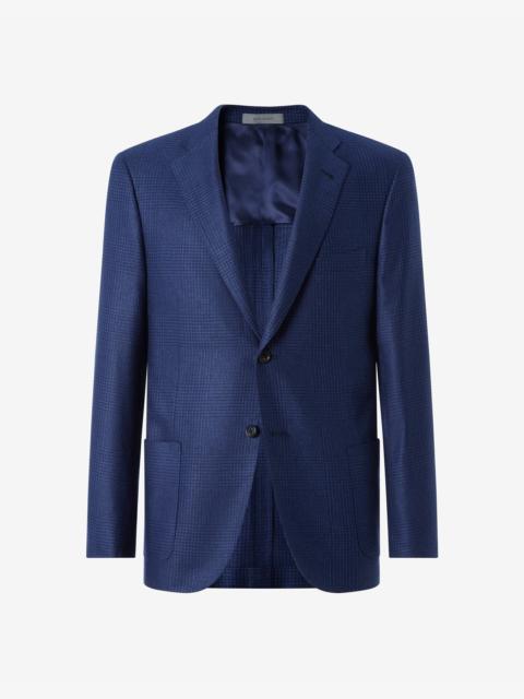 CORNELIANI Navy blue glen plaid silk jacket