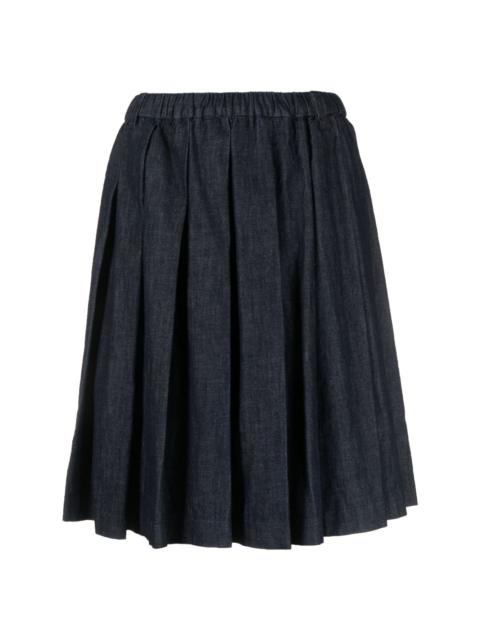 pleated chambray cotton skirt