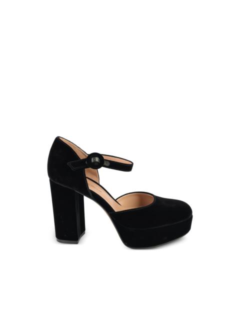 Gianvito Rossi velvet platform Mary-Jane pumps