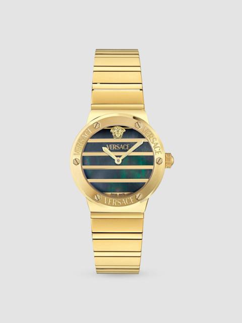 VERSACE Women's Greca Logo Goldtone Stainless Steel & Black Mother-Of-Pearl Bracelet Watch/33MM - Yellow Gol