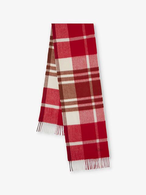 Mulberry Checked brand-embroidered wool scarf