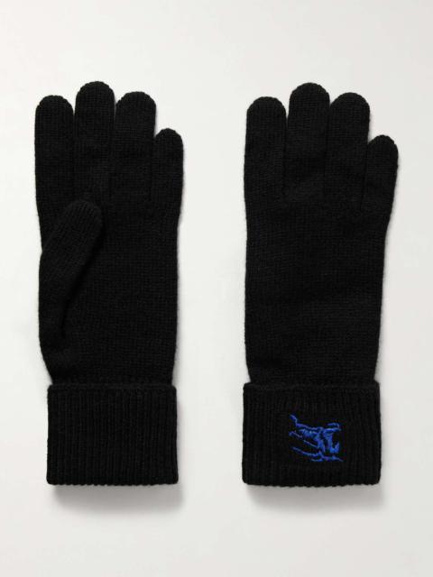 Burberry Logo-embroidered cashmere-blend gloves